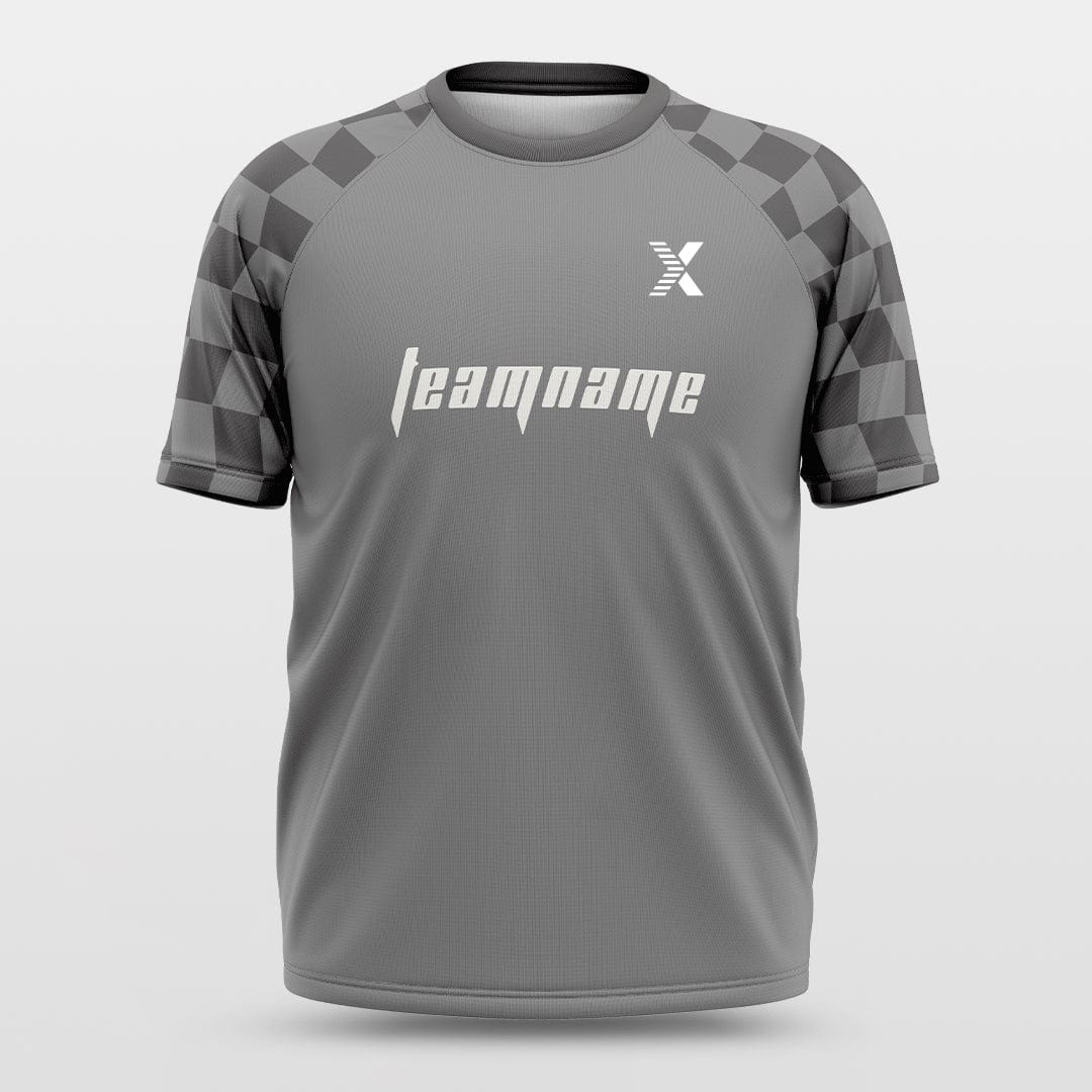 Cikers Sports Basketball Jersey Grey / S Checkerboard - Customized Baggy Shoulder Short Sleeve Jersey