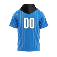 Cikers Sports Basketball Jersey Ocean Blue - Customized Short Sleeve Hoodie Pullover Striped