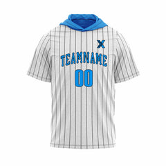 Cikers Sports Basketball Jersey Ocean White - Customized Short Sleeve Hoodie Pullover Striped