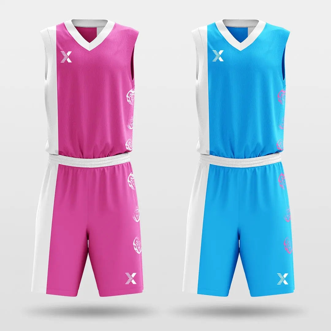 Cikers Sports Basketball Jersey Pink&Blue / S Tai Chi - Customized Reversible Sublimated Basketball Set