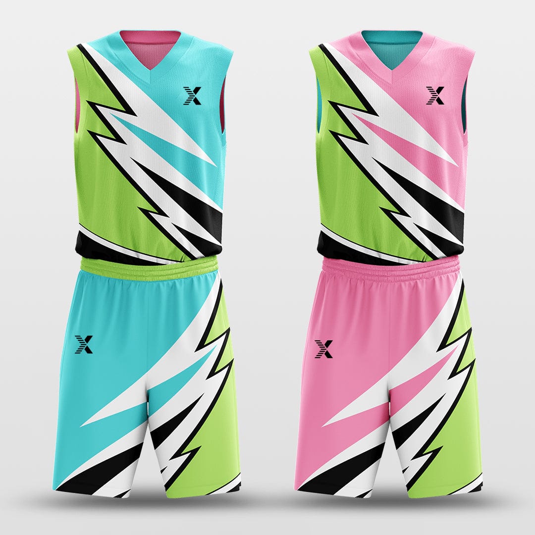 Cikers Sports Basketball Jersey Pink&Cyan / S Windstorm - Customized Reversible Sublimated Basketball Set