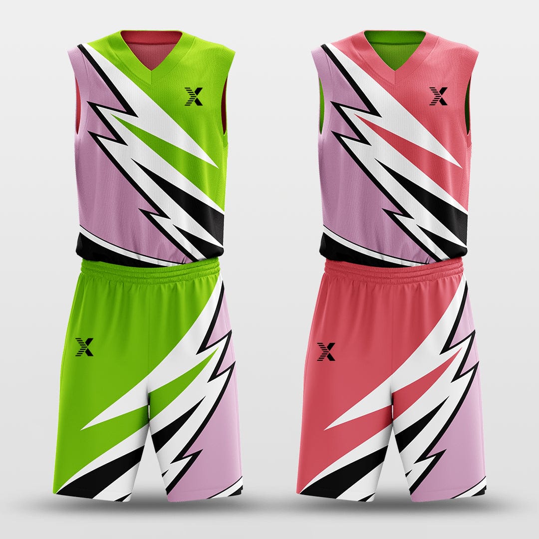 Cikers Sports Basketball Jersey Pink&Green / S Windstorm - Customized Reversible Sublimated Basketball Set