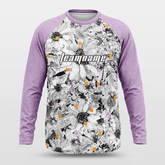 Cikers Sports Basketball Jersey Pixel Flower - Customized Baggy Long Sleeve Shooting Jersey