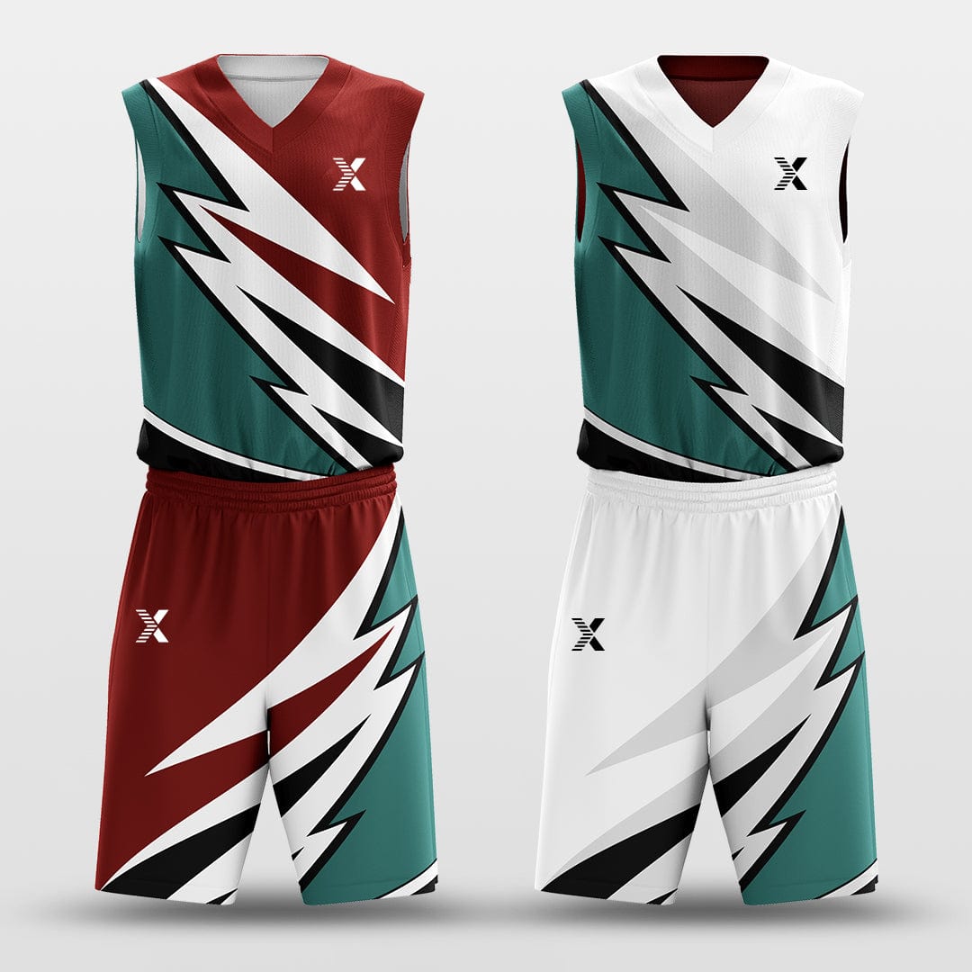 Cikers Sports Basketball Jersey White&Red / S Windstorm - Customized Reversible Sublimated Basketball Set