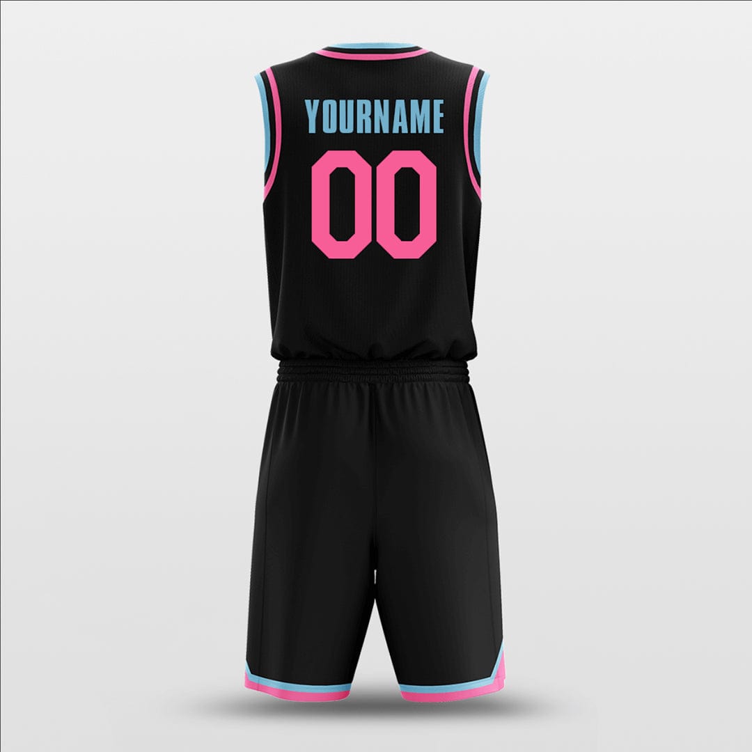 Cikers Sports Basketball Uniforms Black Blue Pink - Customized Basketball Jersey Design