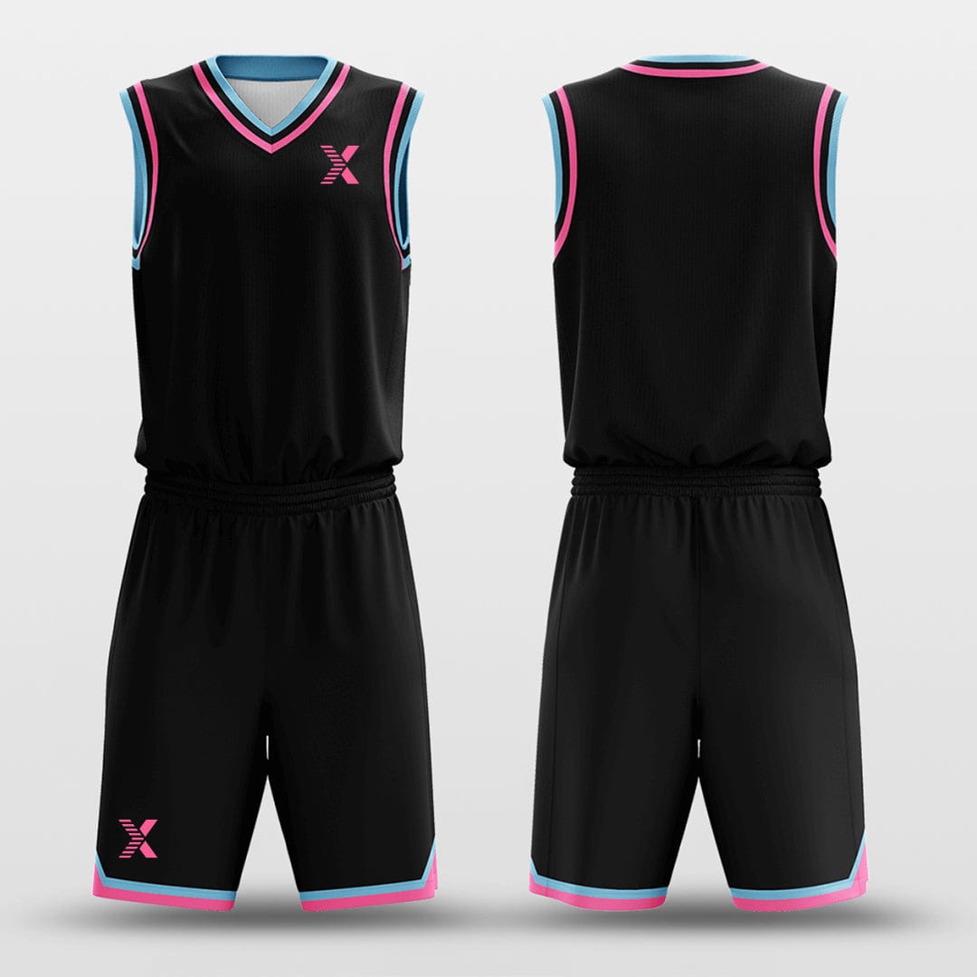 Cikers Sports Basketball Uniforms Black Blue Pink - Customized Basketball Jersey Design