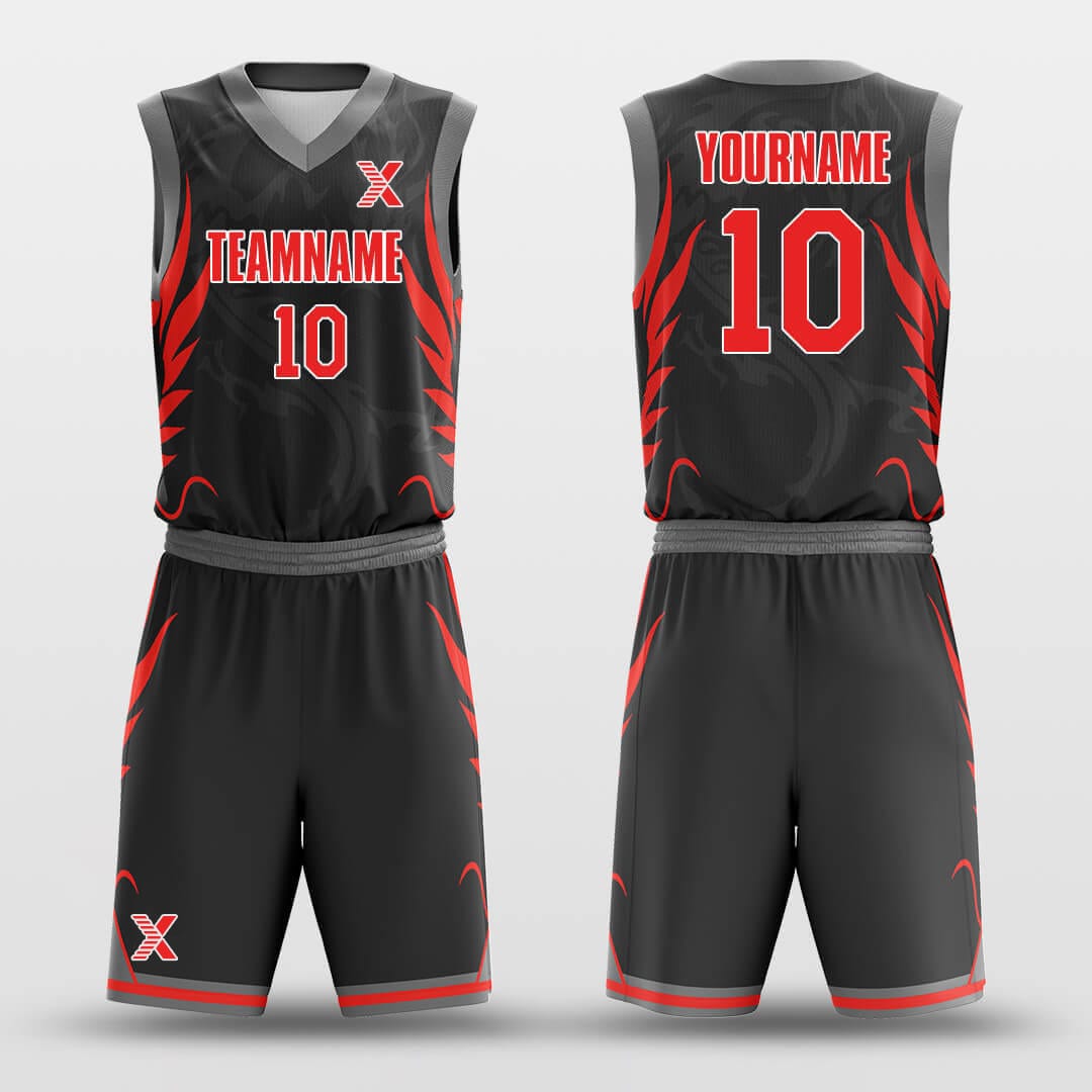 Cikers Sports Basketball Uniforms Black Dragon - Customized Basketball Jersey Set Design BK160131S