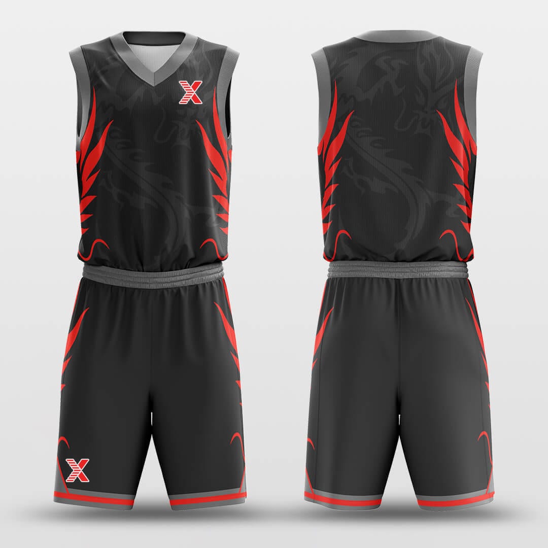Cikers Sports Basketball Uniforms Black Dragon - Customized Basketball Jersey Set Design BK160131S