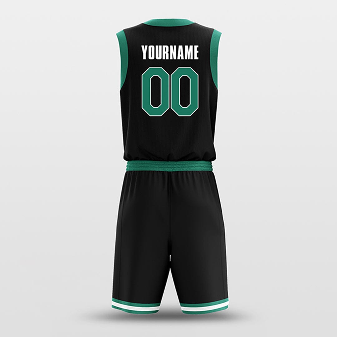 Cikers Sports Basketball Uniforms Black Green - Custom Basketball Jersey Design for Team