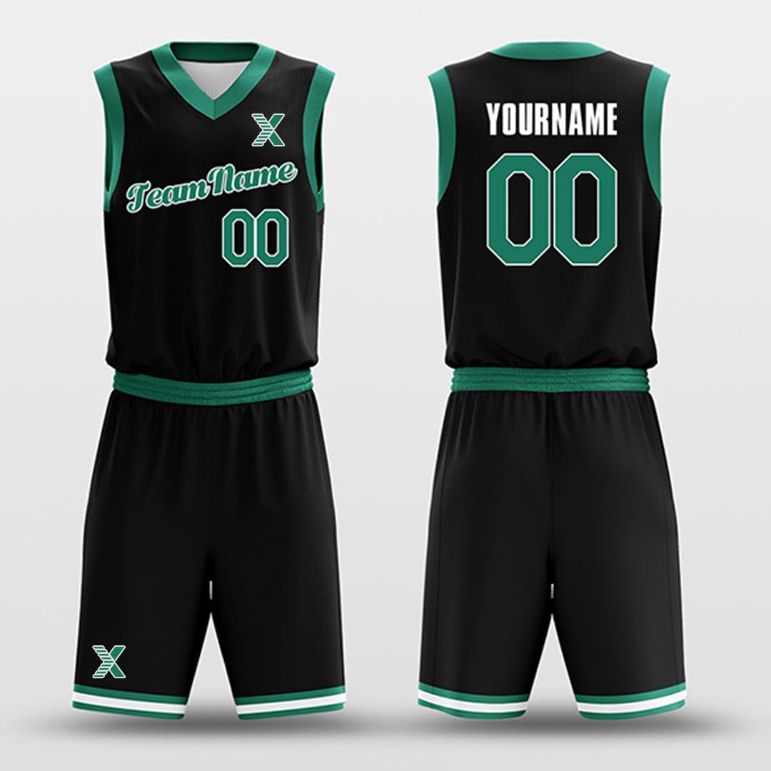Cikers Sports Basketball Uniforms Black Green - Custom Basketball Jersey Design for Team