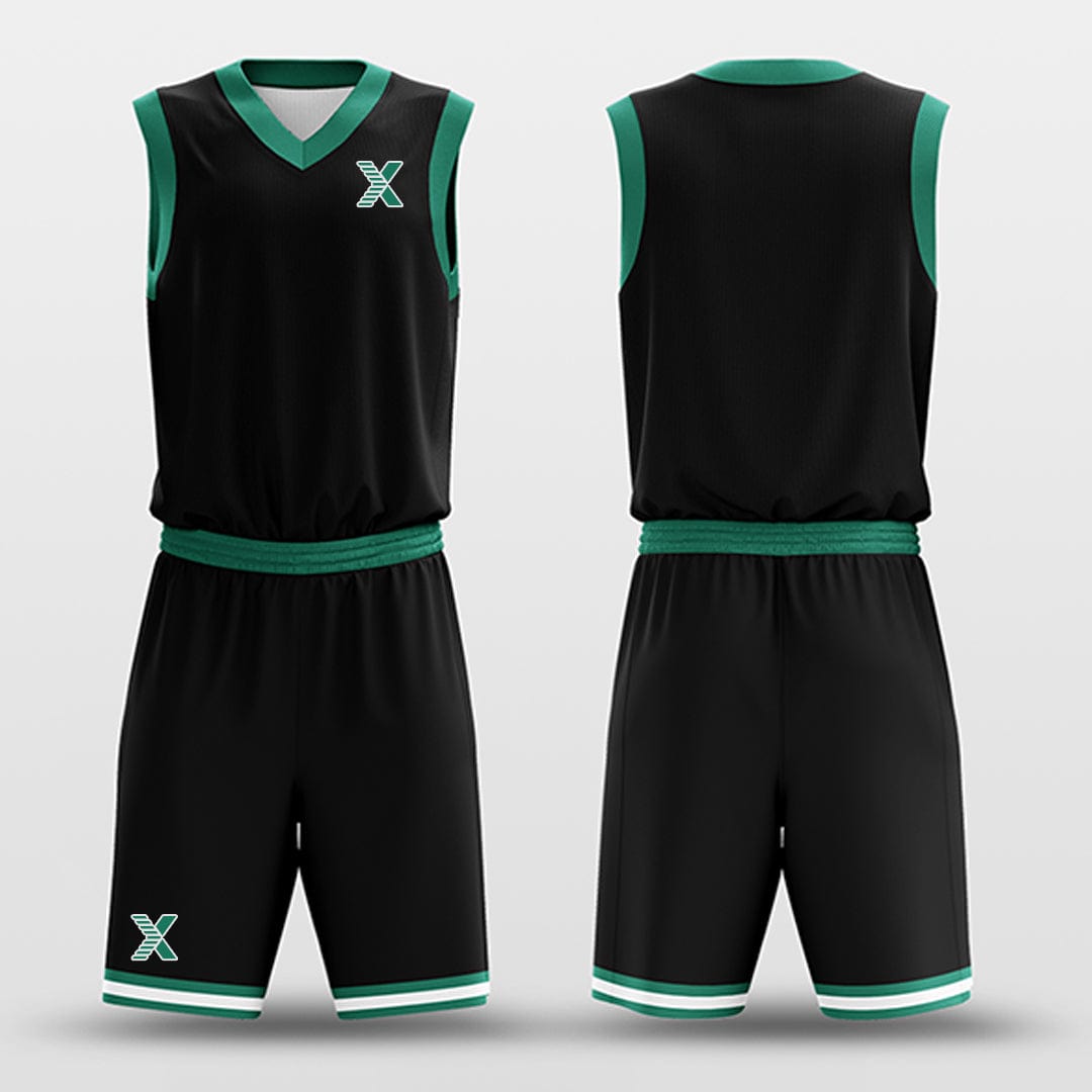 Cikers Sports Basketball Uniforms Black Green - Custom Basketball Jersey Design for Team