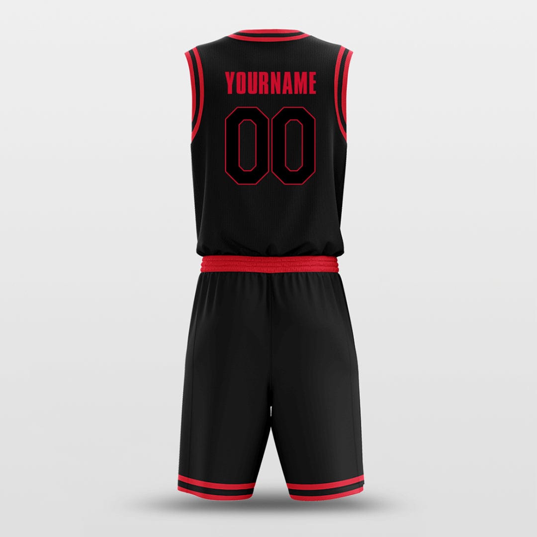 Cikers Sports Basketball Uniforms Black Red - Customized Basketball Jersey Set Design
