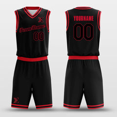 Cikers Sports Basketball Uniforms Black Red - Customized Basketball Jersey Set Design