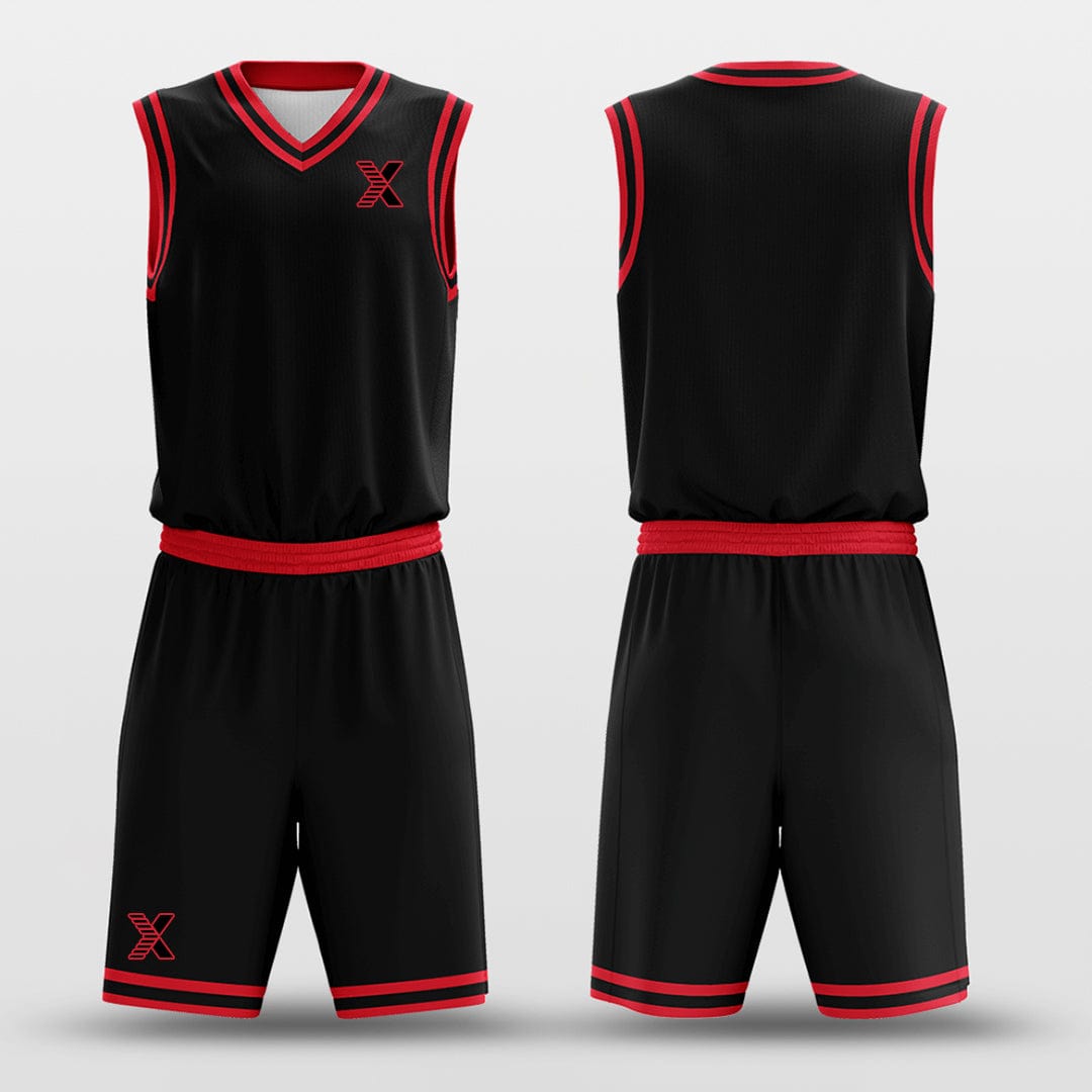 Cikers Sports Basketball Uniforms Black Red - Customized Basketball Jersey Set Design
