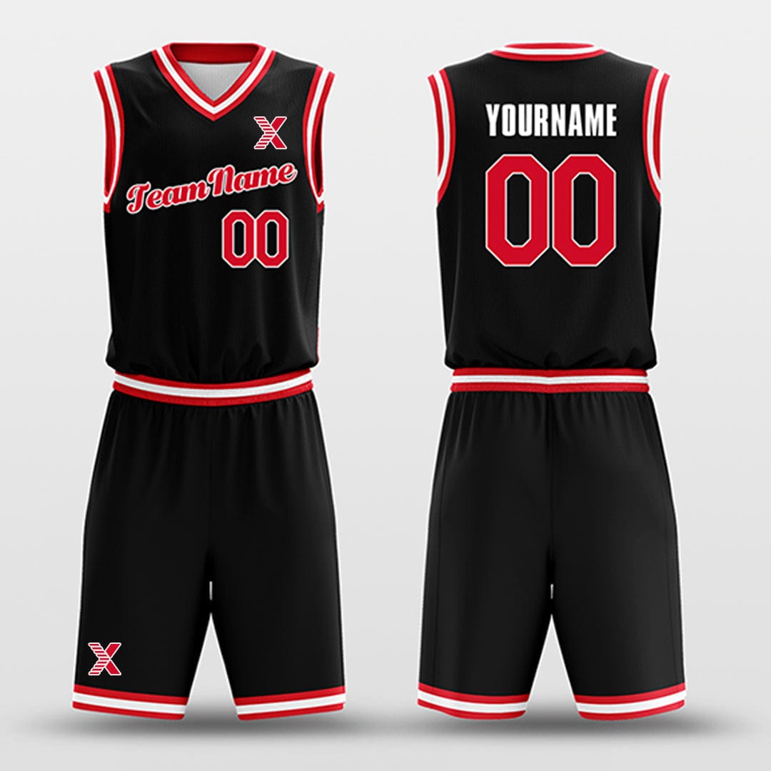 Cikers Sports Basketball Uniforms Black Red White - Custom Basketball Jersey Design for Team