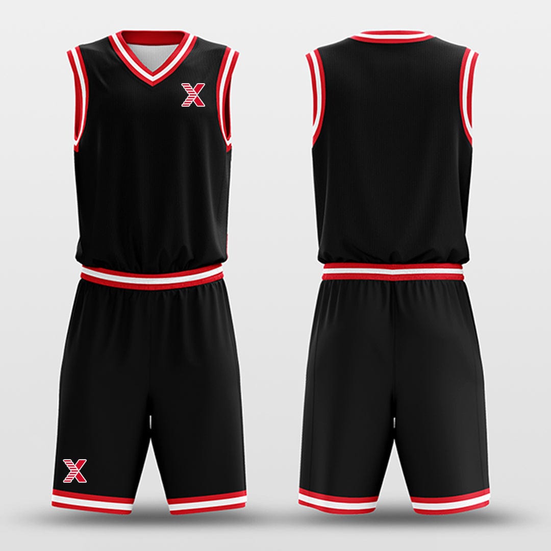 Cikers Sports Basketball Uniforms Black Red White - Custom Basketball Jersey Design for Team
