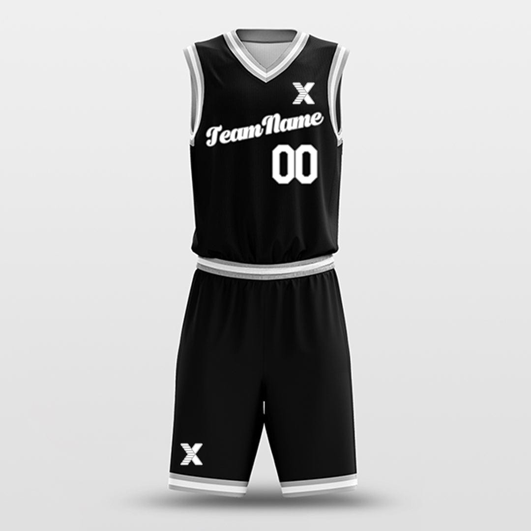 Cikers Sports Basketball Uniforms Black White - Custom Basketball Jersey Design for Team