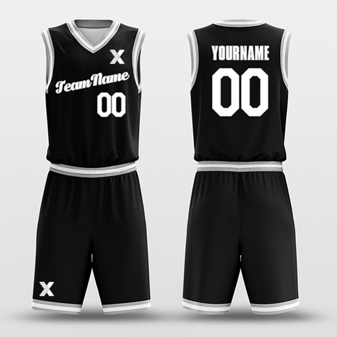 Cikers Sports Basketball Uniforms Black White - Custom Basketball Jersey Design for Team