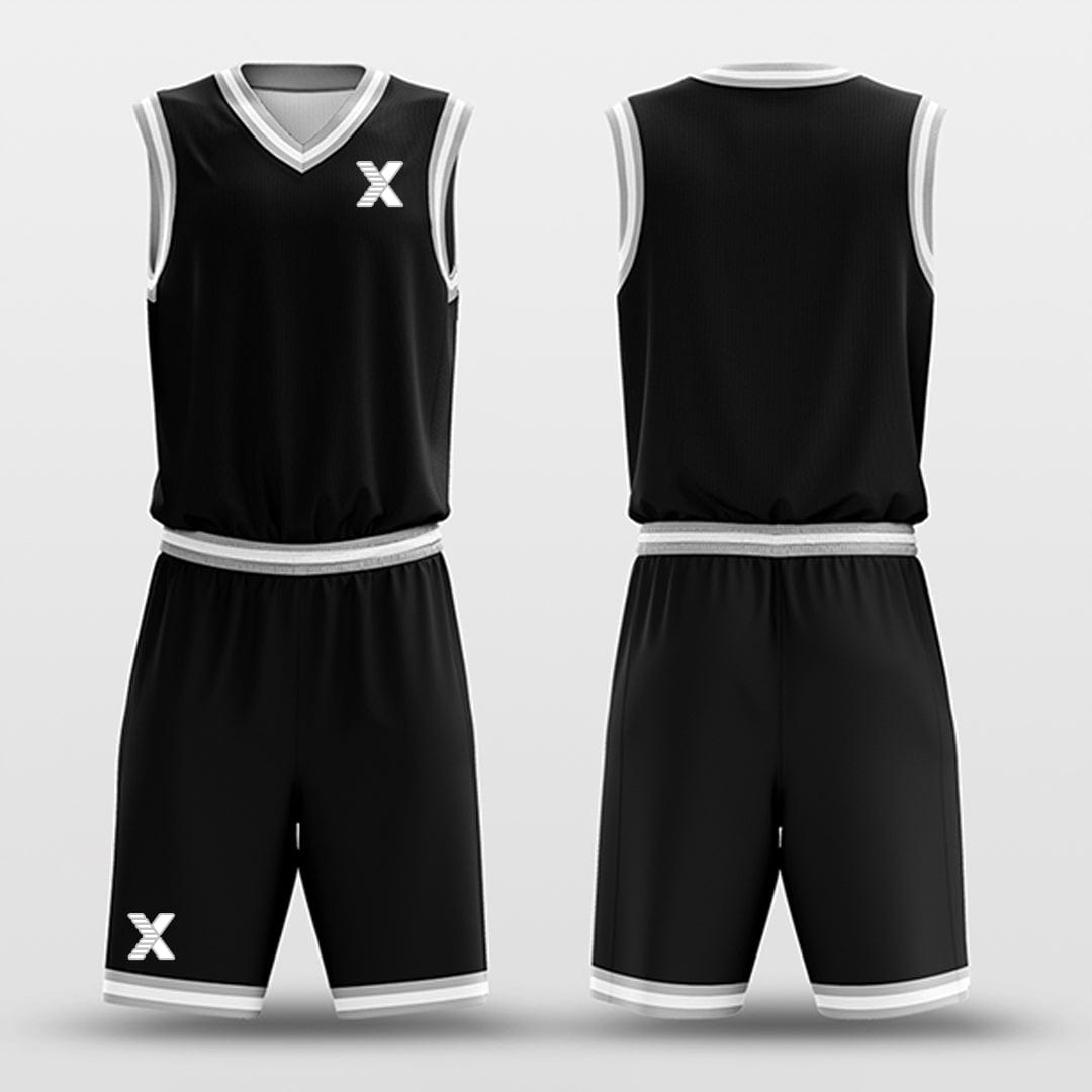 Cikers Sports Basketball Uniforms Black White - Custom Basketball Jersey Design for Team