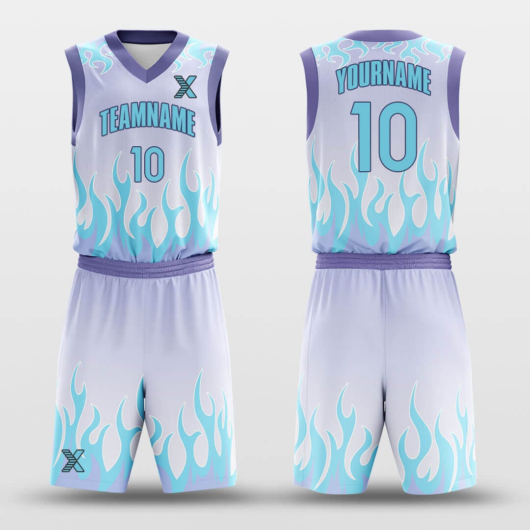 Cikers Sports Basketball Uniforms Blue Flame - Customized Basketball Jersey Set Design BK160109S