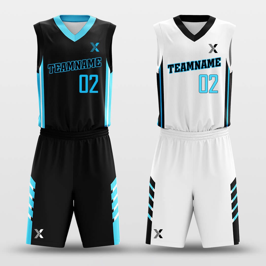 Cikers Sports Basketball Uniforms Blue Ice - Customized Reversible Basketball Jersey Set Design