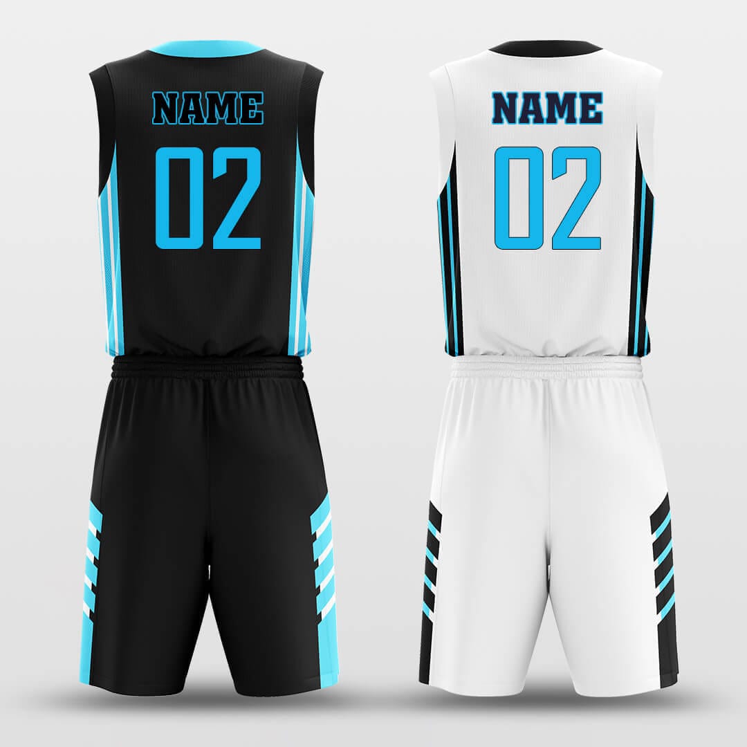 Cikers Sports Basketball Uniforms Blue Ice - Customized Reversible Basketball Jersey Set Design
