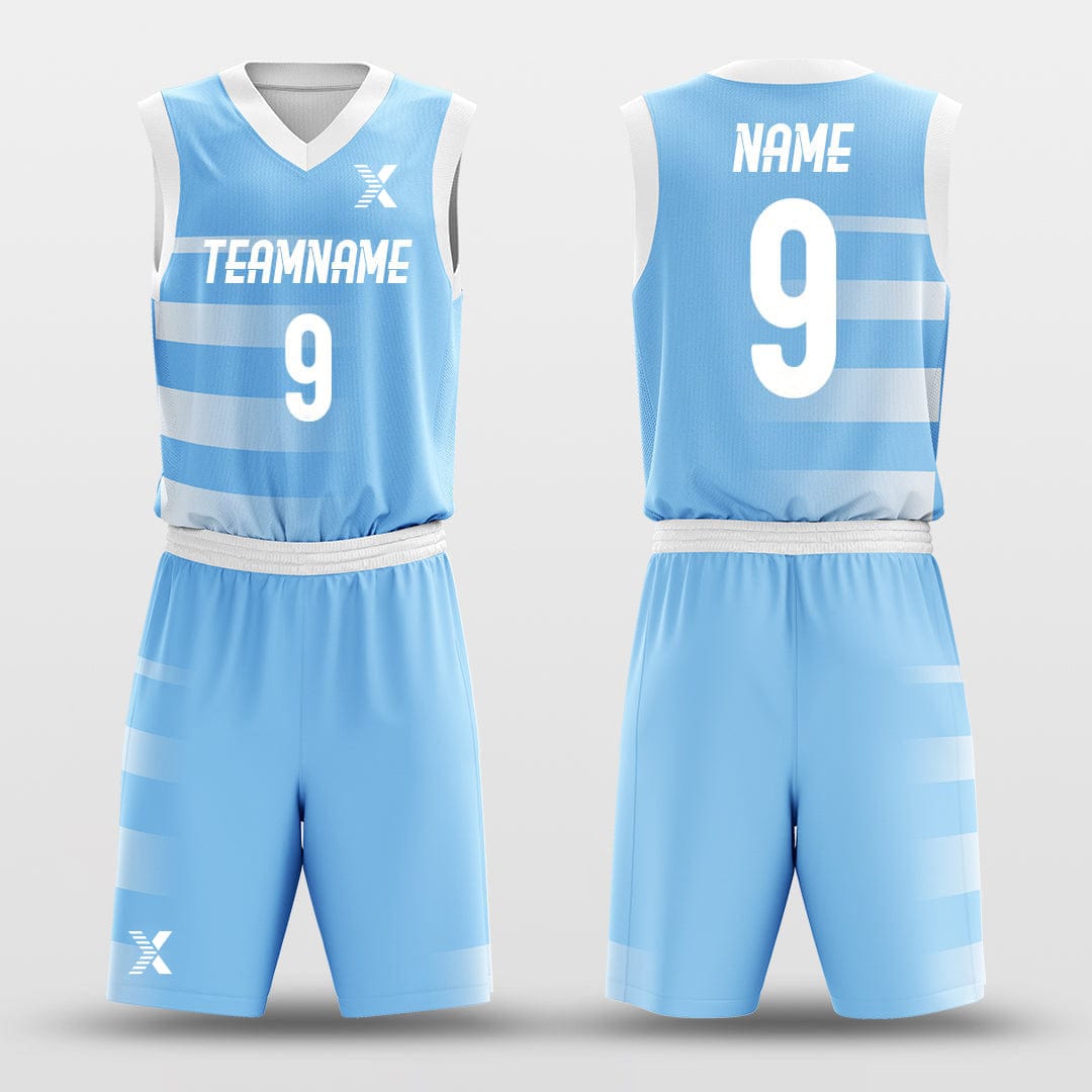 Cikers Sports Basketball Uniforms Blue Lake - Customized Basketball Jersey Design Striped