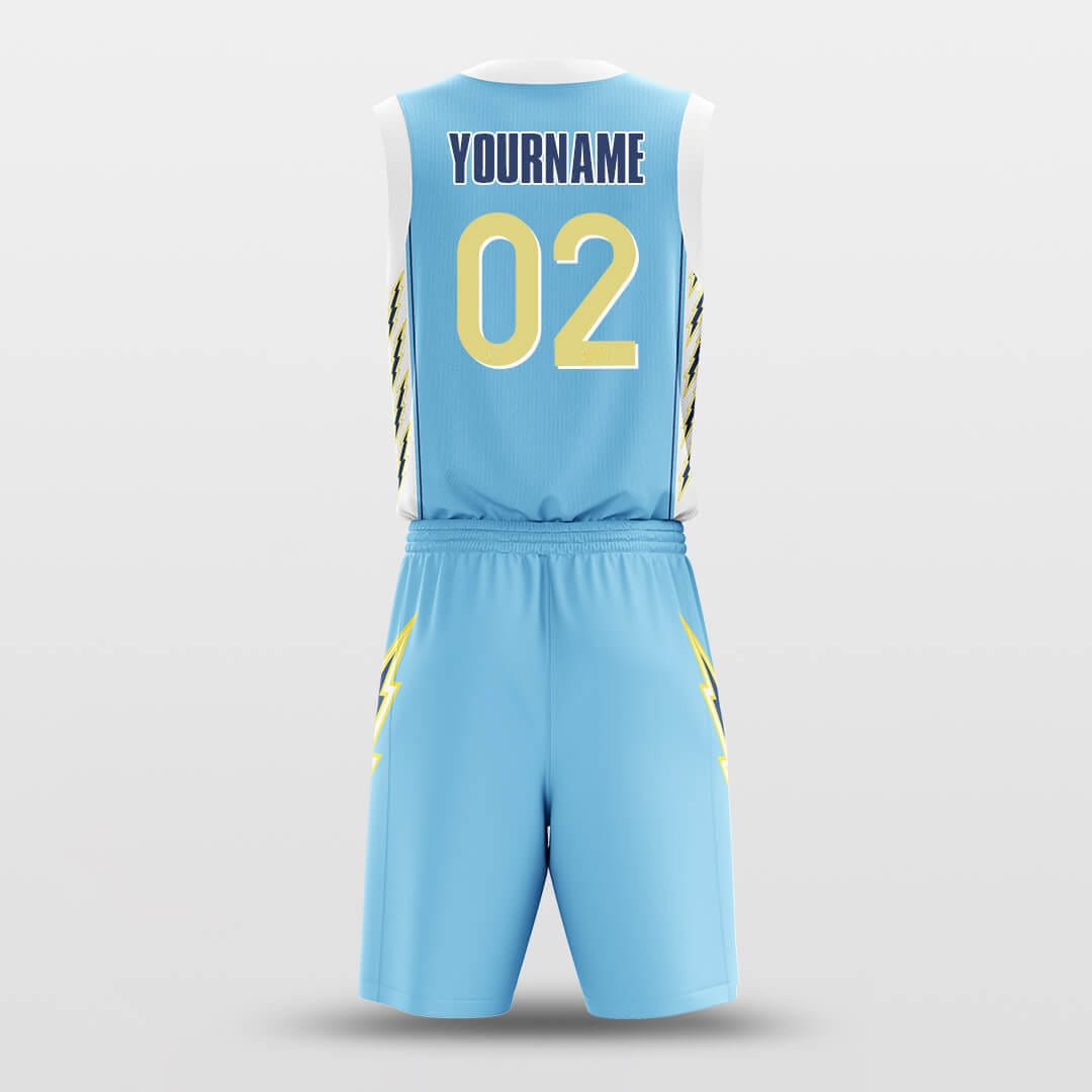 Cikers Sports Basketball Uniforms Blue Lightning - Customized Basketball Jersey Set Design