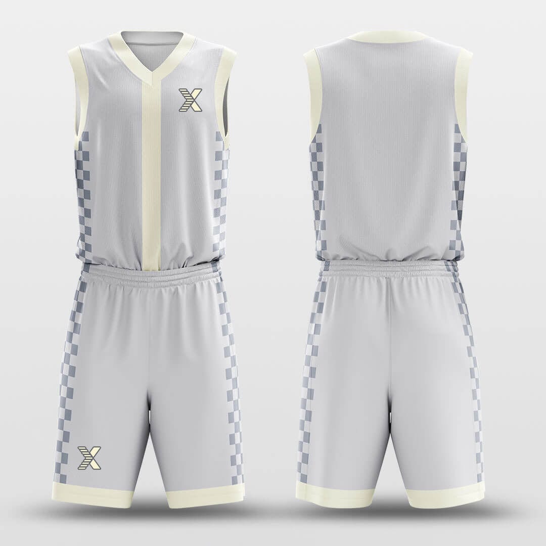 Cikers Sports Basketball Uniforms Checkerboard Blue - Customized Basketball Jersey Set Sublimated BK160123S