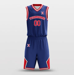 Cikers Sports Basketball Uniforms Dark Blue Red - Customized Basketball Jersey Set Design