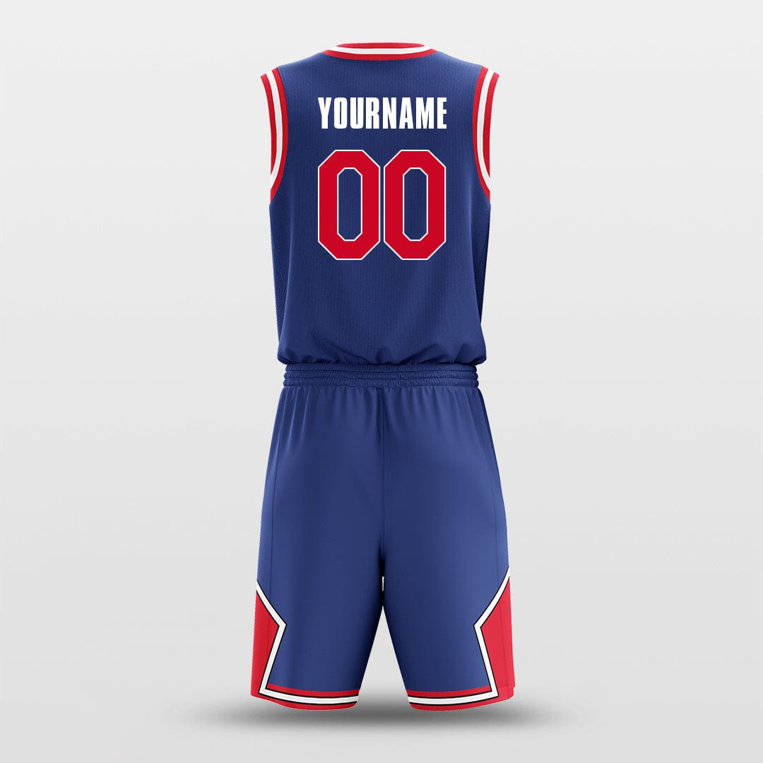 Cikers Sports Basketball Uniforms Dark Blue Red - Customized Basketball Jersey Set Design