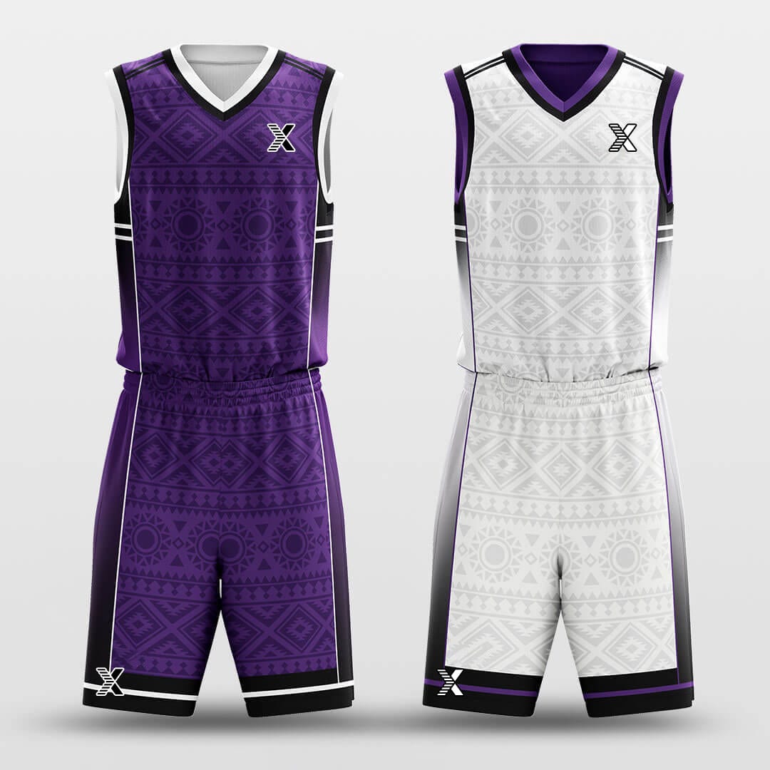 Cikers Sports Basketball Uniforms Geometric Patterns - Customized Reversible Basketball Jersey Set Design