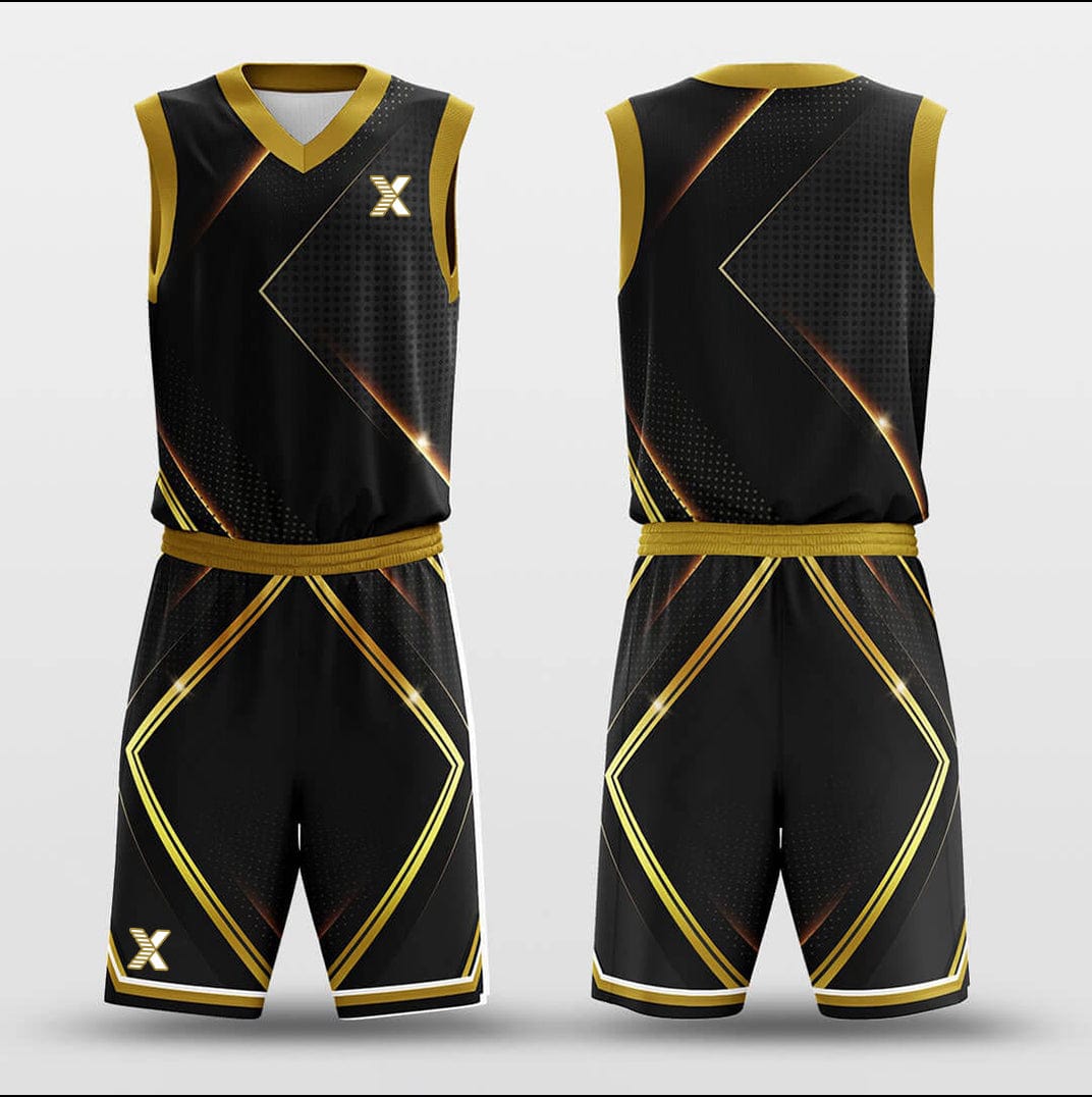 Black And Gold Basketball Jerseys Sublimated Golden Energy Customized Basketball Jersey Set Sublimated