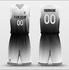 Cikers Sports Basketball Uniforms Gradient Black White - Customized Basketball Jersey Design
