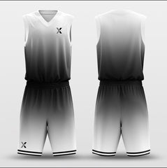 Cikers Sports Basketball Uniforms Gradient Black White - Customized Basketball Jersey Design