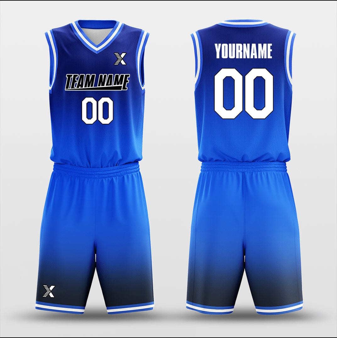 Gradient Blue Customized Basketball Jersey Design XTeamwear