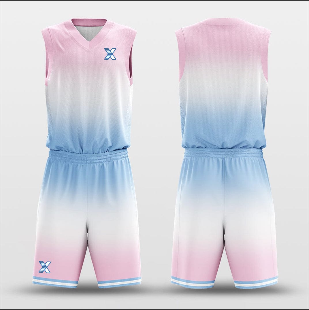 Cikers Sports Basketball Uniforms Gradient Blue Powder - Customized Basketball Jersey Design