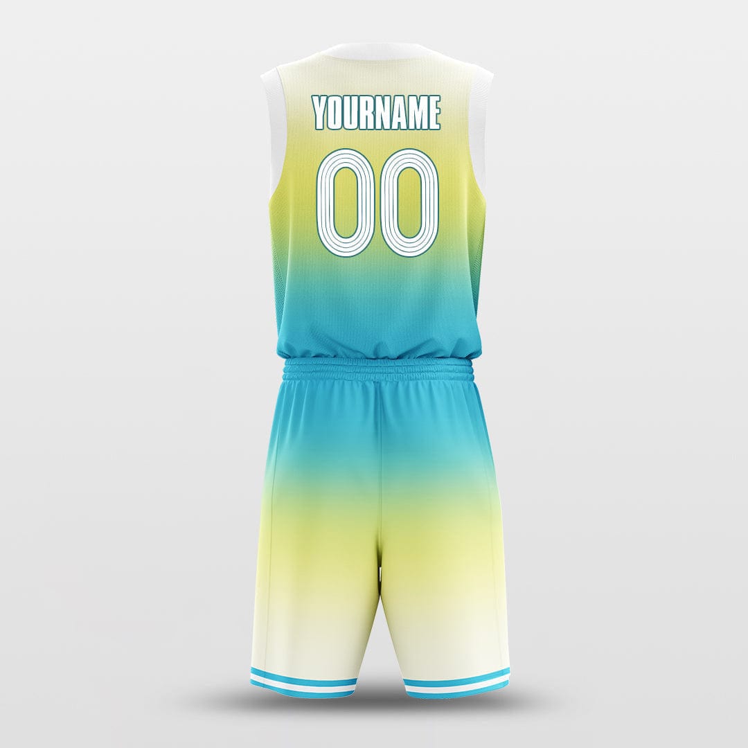 Cikers Sports Basketball Uniforms Gradient Yellow Blue - Customized Basketball Jersey Design
