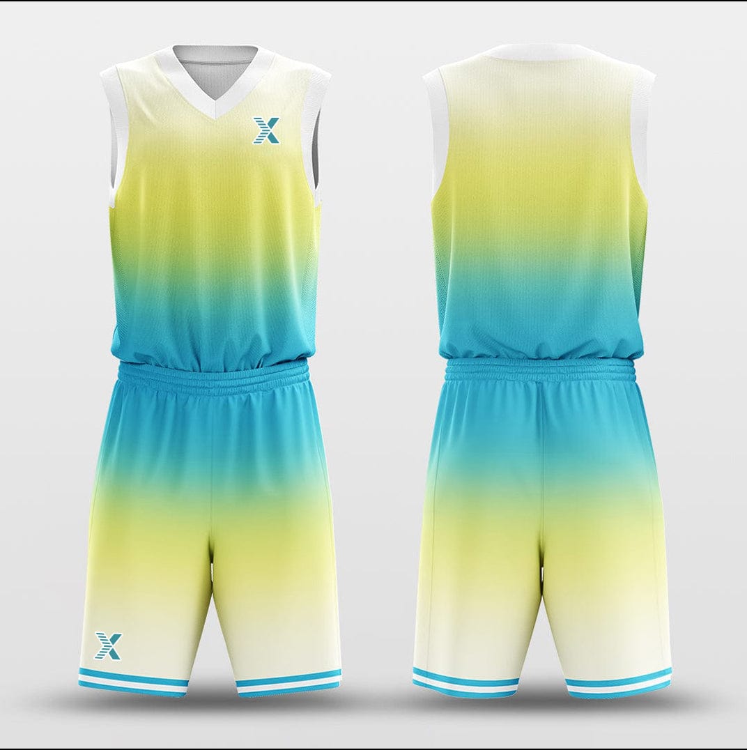 Cikers Sports Basketball Uniforms Gradient Yellow Blue - Customized Basketball Jersey Design