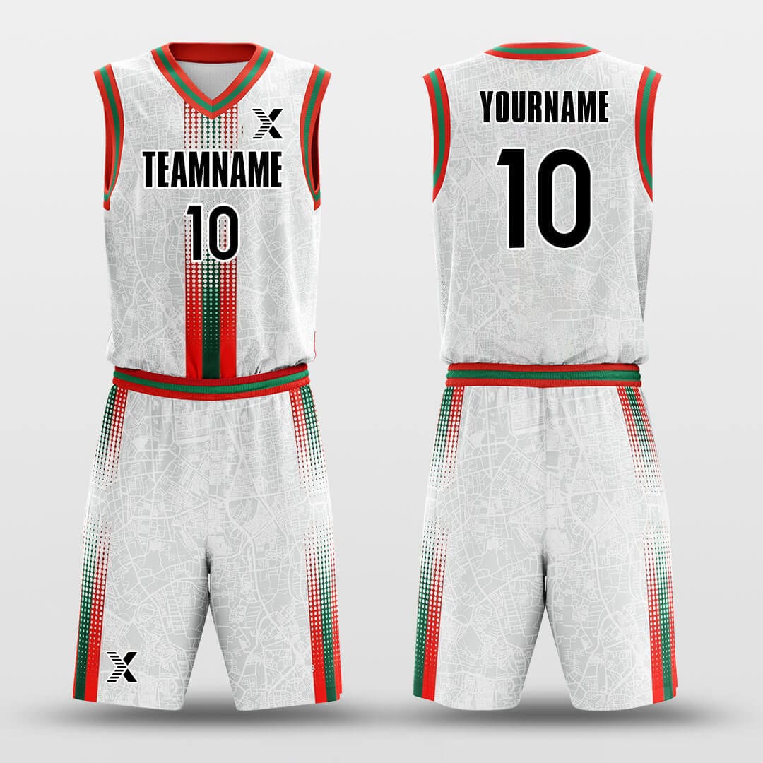 Cikers Sports Basketball Uniforms Gray / 2XS Christmas Map - Customized Basketball Jersey Set Design