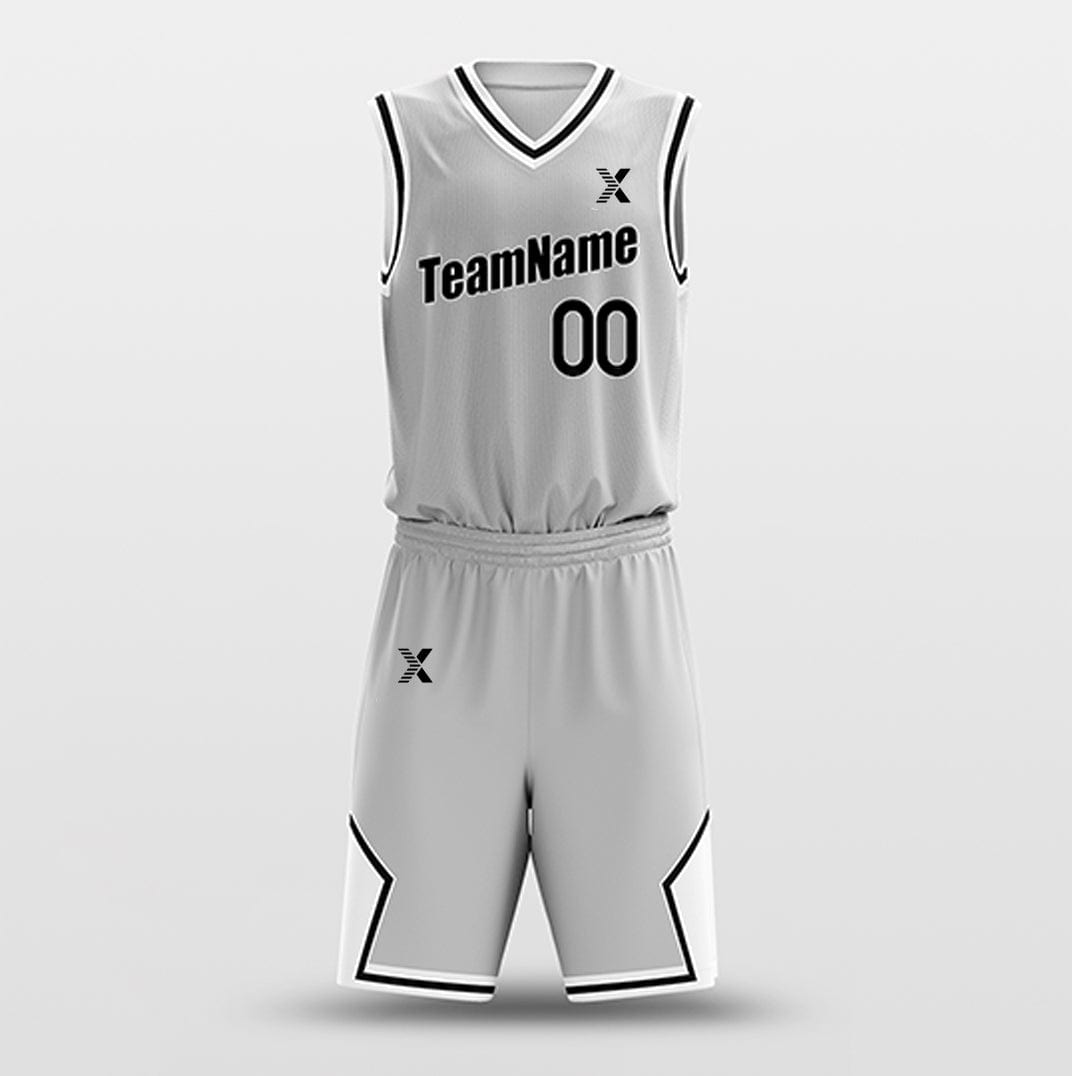 Cikers Sports Basketball Uniforms Gray White - Custom Basketball Jersey Design for Team