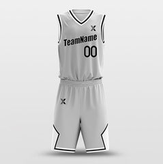 Cikers Sports Basketball Uniforms Gray White - Custom Basketball Jersey Design for Team
