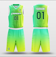 Cikers Sports Basketball Uniforms Green Light - Customized Basketball Jersey Set Sublimated