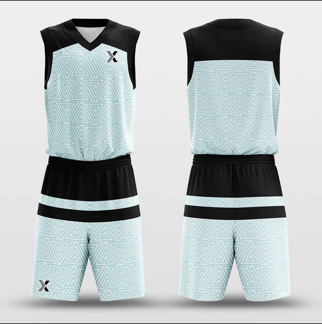 Cikers Sports Basketball Uniforms Green Triangle - Customized Basketball Jersey Set Sublimated