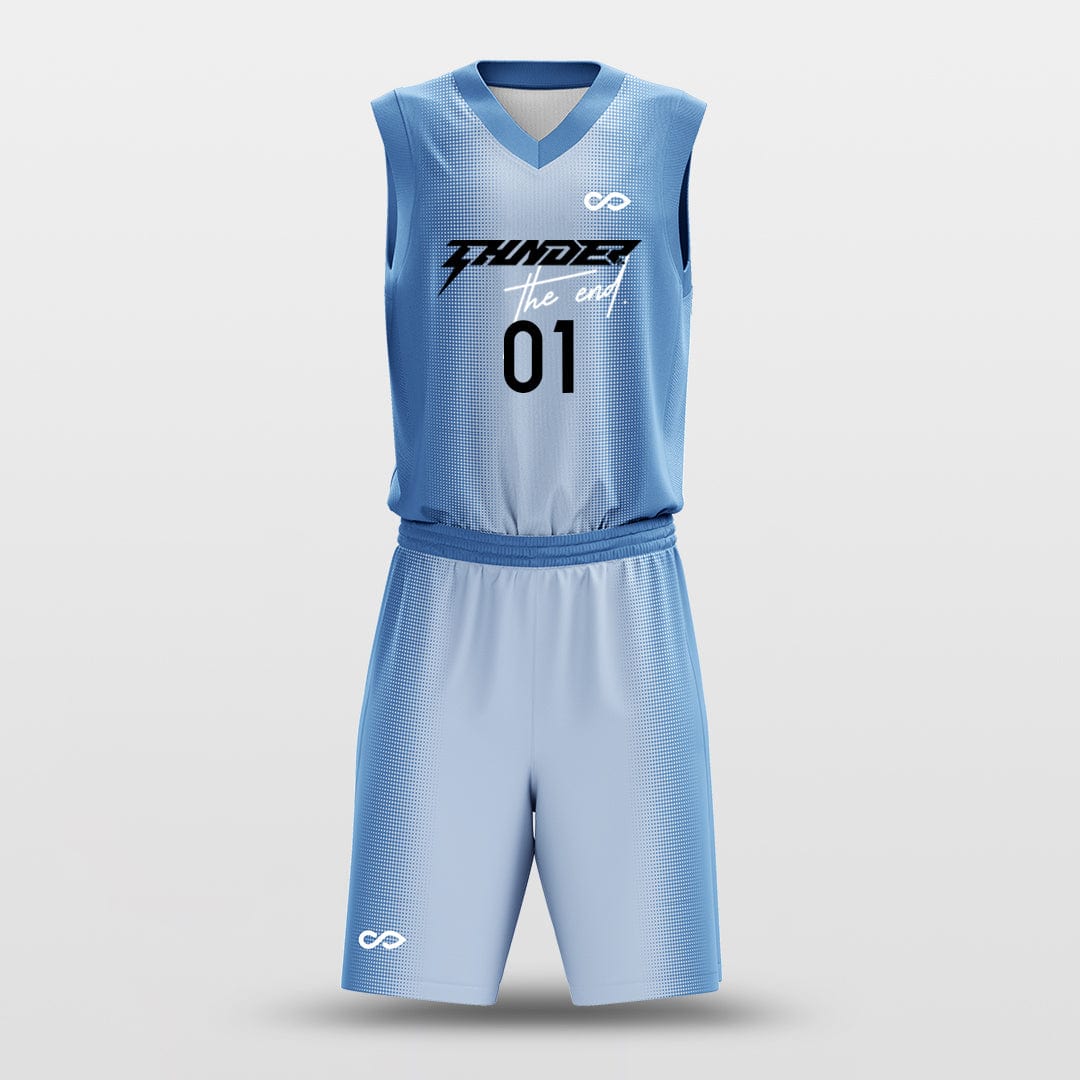 Cikers Sports Basketball Uniforms Hazy Blue / S Green Tongue - Custom Sublimated Basketball Uniform Set