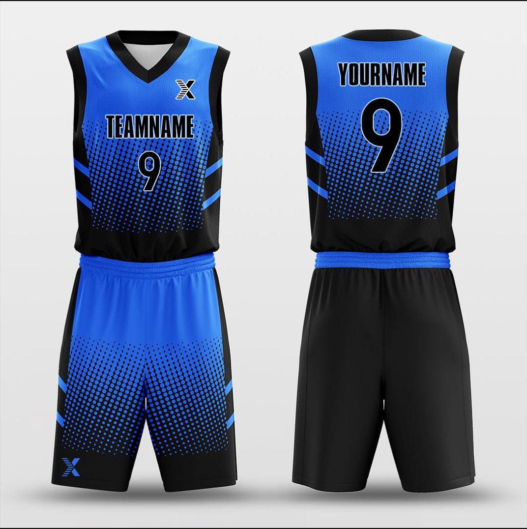 Cikers Sports Basketball Uniforms Lattice Blue - Customized Basketball Jersey Design Gradient
