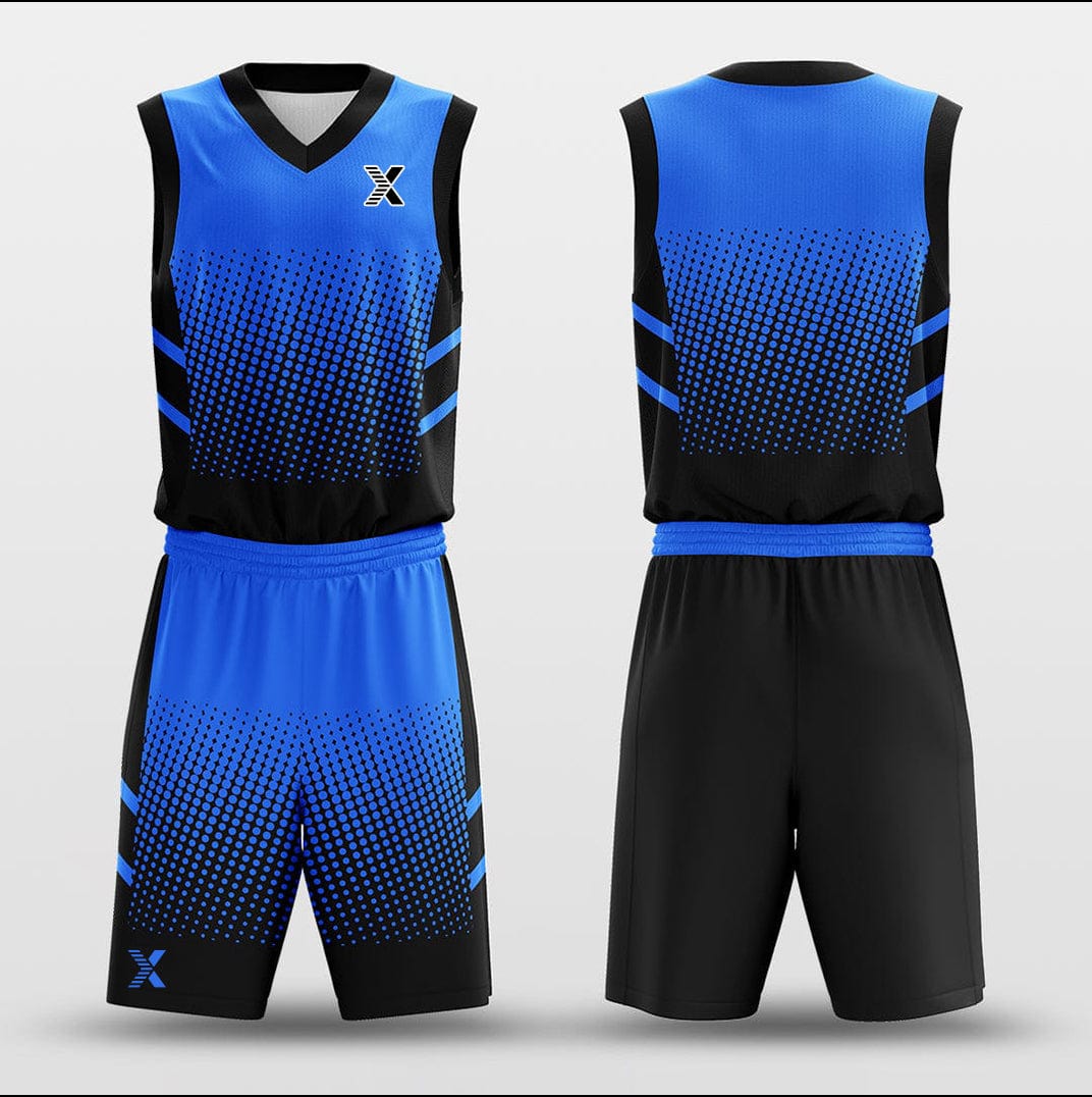 Cikers Sports Basketball Uniforms Lattice Blue - Customized Basketball Jersey Design Gradient