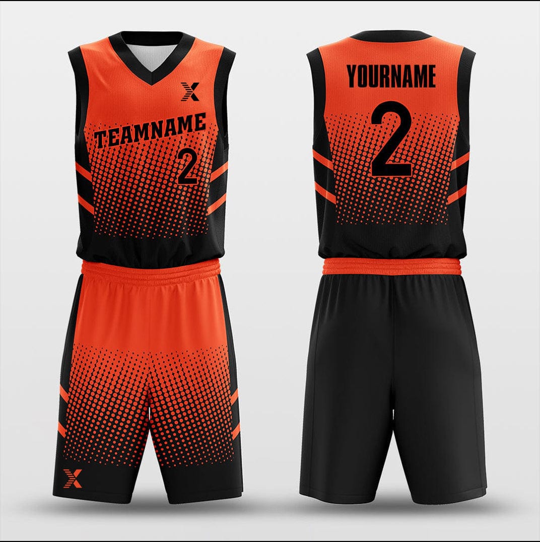 Cikers Sports Basketball Uniforms Lattice Red - Customized Basketball Jersey Design Gradient