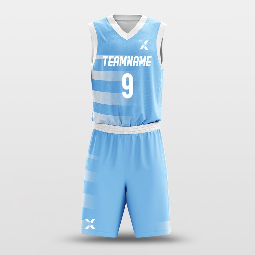 Cikers Sports Basketball Uniforms Light Blue / S Blue Lake - Customized Basketball Jersey Design Striped