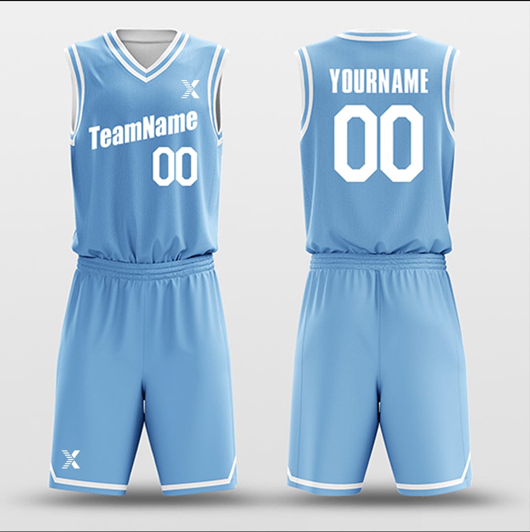 Cikers Sports Basketball Uniforms Light Blue White - Custom Basketball Jersey Design for Team